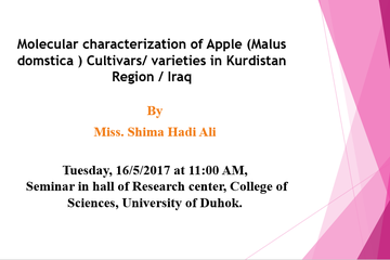 Molecular characterization of Apple (Malus domstica ) Cultivars/ varieties in Kurdistan Region / Iraq