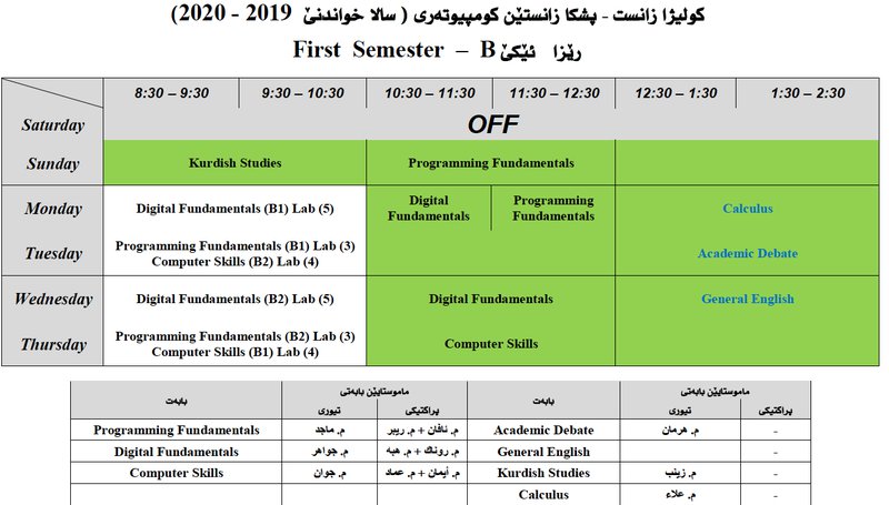 College of Science Schedule CS_1B