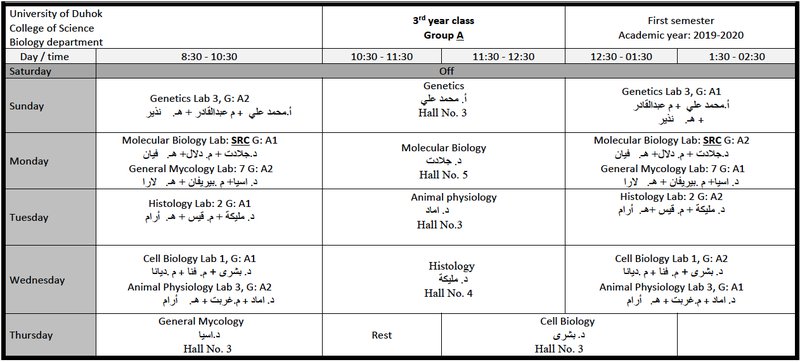 College of Science Schedule Bio_3A
