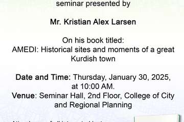 Upcoming Seminar: AMEDI: Historical sites and moments of a great Kurdish town by Mr. Kristian Alex Larsen