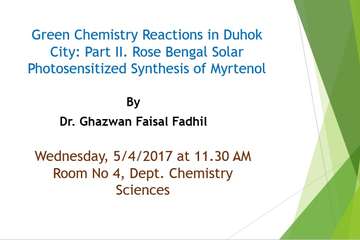 Green Chemistry Reactions in Duhok City: Part II. Rose Bengal Solar Photosensitized Synthesis of Myrtenol