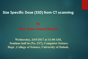 Size Specific Dose (SSD) from CT scanning