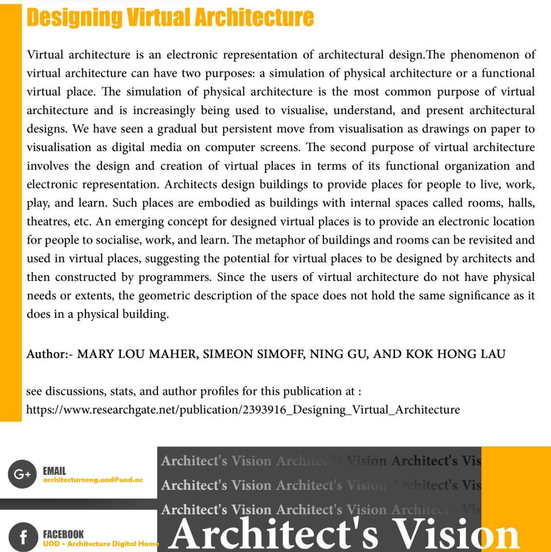 
                            
                                Designing Virtual Architecture
                            